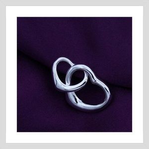 SILVER 925  double heart PENDANT cord necklace